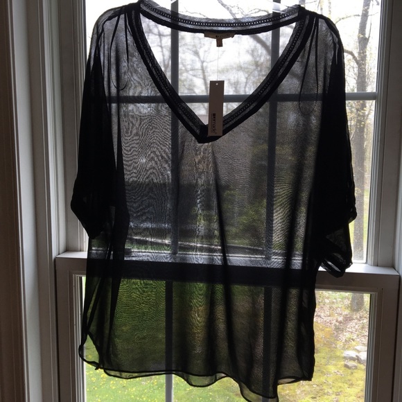 Gorgeous LA Made sheer black top with chain trim - Picture 6 of 7
